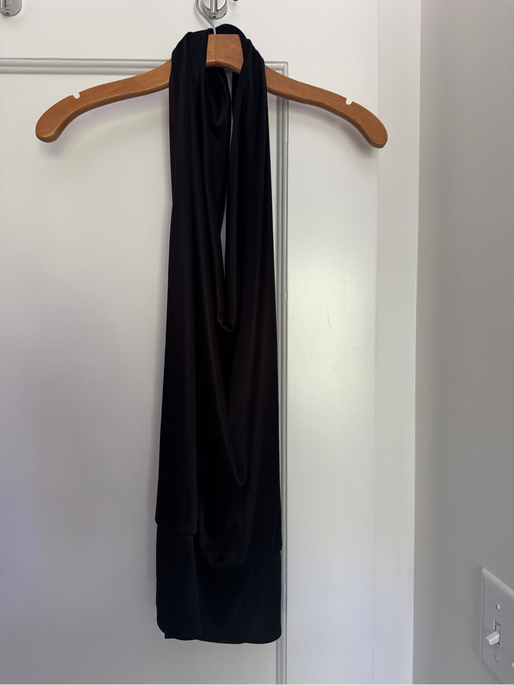 Reversible cowl neck satin halter